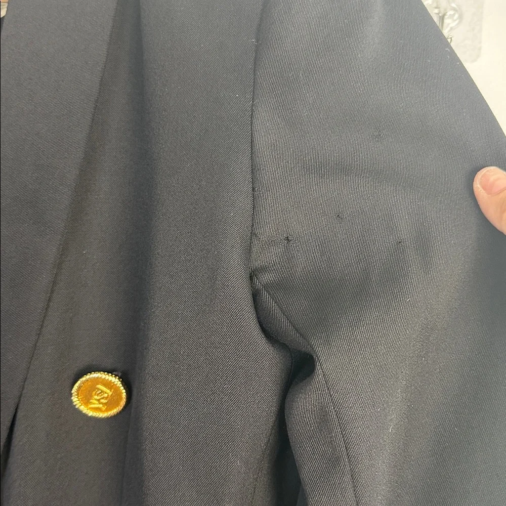 Vintage 80’s Yves Saint Laurent Black Wool Blazer Gold YSL Buttons Size 6 France - Picture 6 of 16
